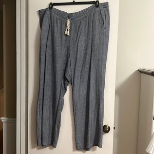 Lane Bryant Linen Pant Size 28 Blue and White Plus Size